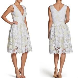 Dress The Population White Lace Crochet Dress Small